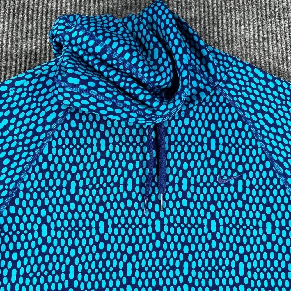 Nike Hoodie Sweatshirt Womens Medium Blue Long Sleeve Therma Fit Outdoor Casual